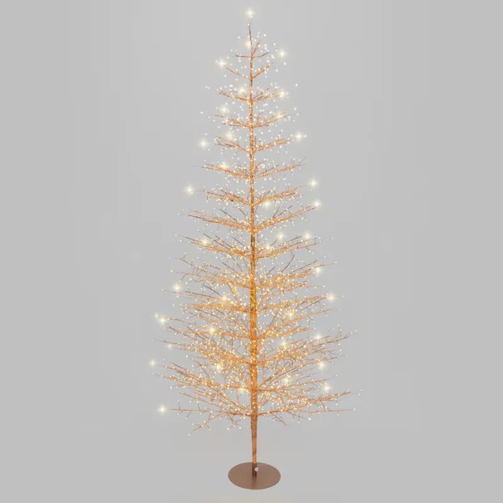 Arbre lumineux conique tilleul or rose h210cm ø100cm 1856 microled blanc chaud fixe/flash lotti