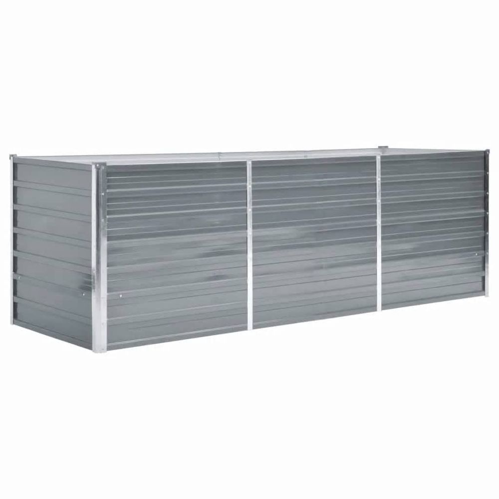 Lit surélevé de jardin acier galvanisé 240x80x77 cm gris