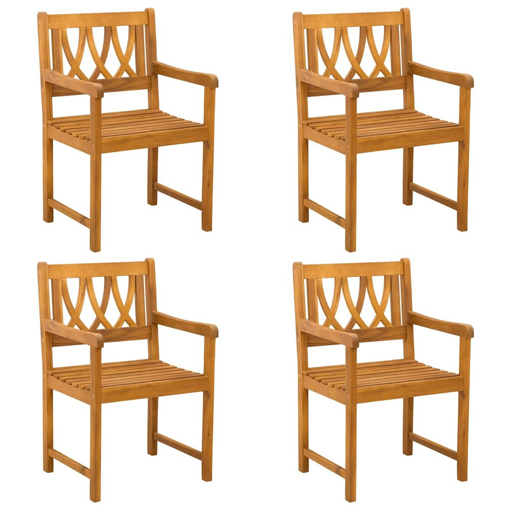 Chaises de jardin 4 pc naturel bois d'acacia massif