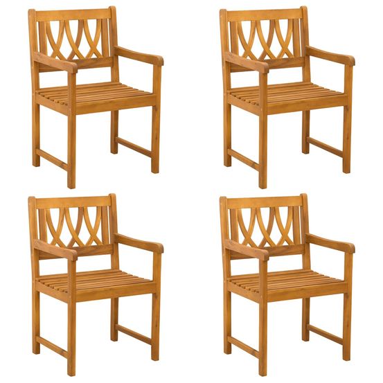 Chaises de jardin 4 pc naturel bois d'acacia massif