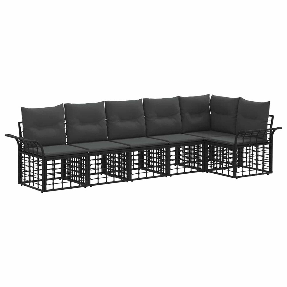 Ensemble de canapés d'extérieur 6 pcs noir et gris foncé