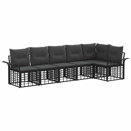 Ensemble de canapés d'extérieur 6 pcs noir et gris foncé
