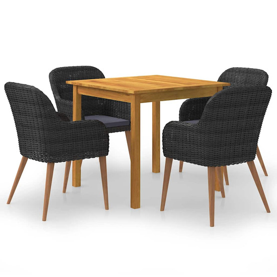 Ensemble à manger de jardin 5 pcs noir