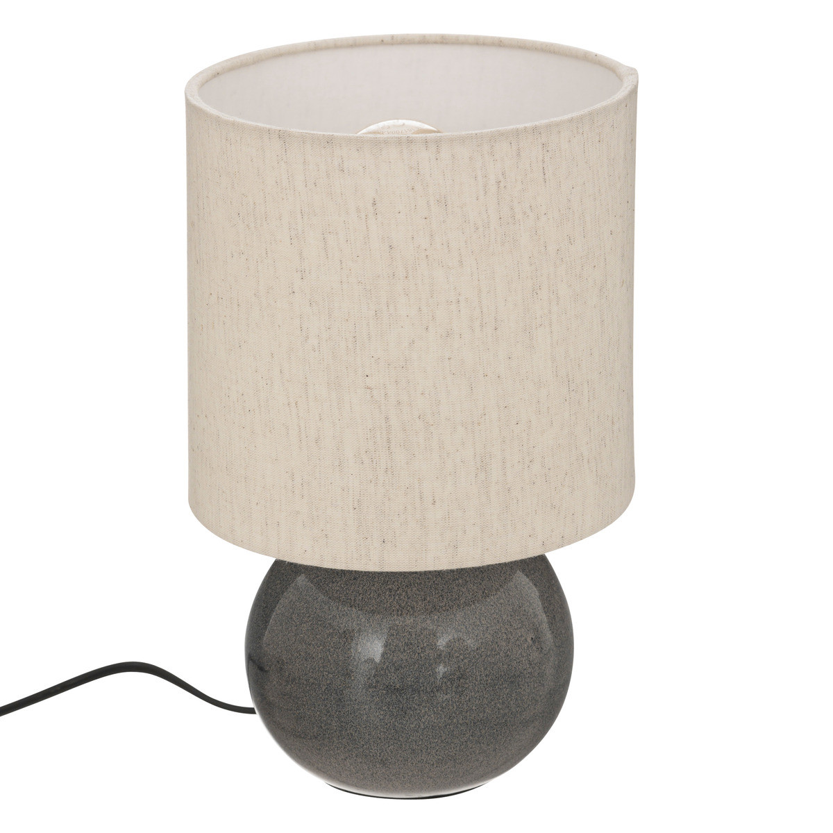 Lampe à poser en céramique gris bleu et abat-jour coton h 28 cm