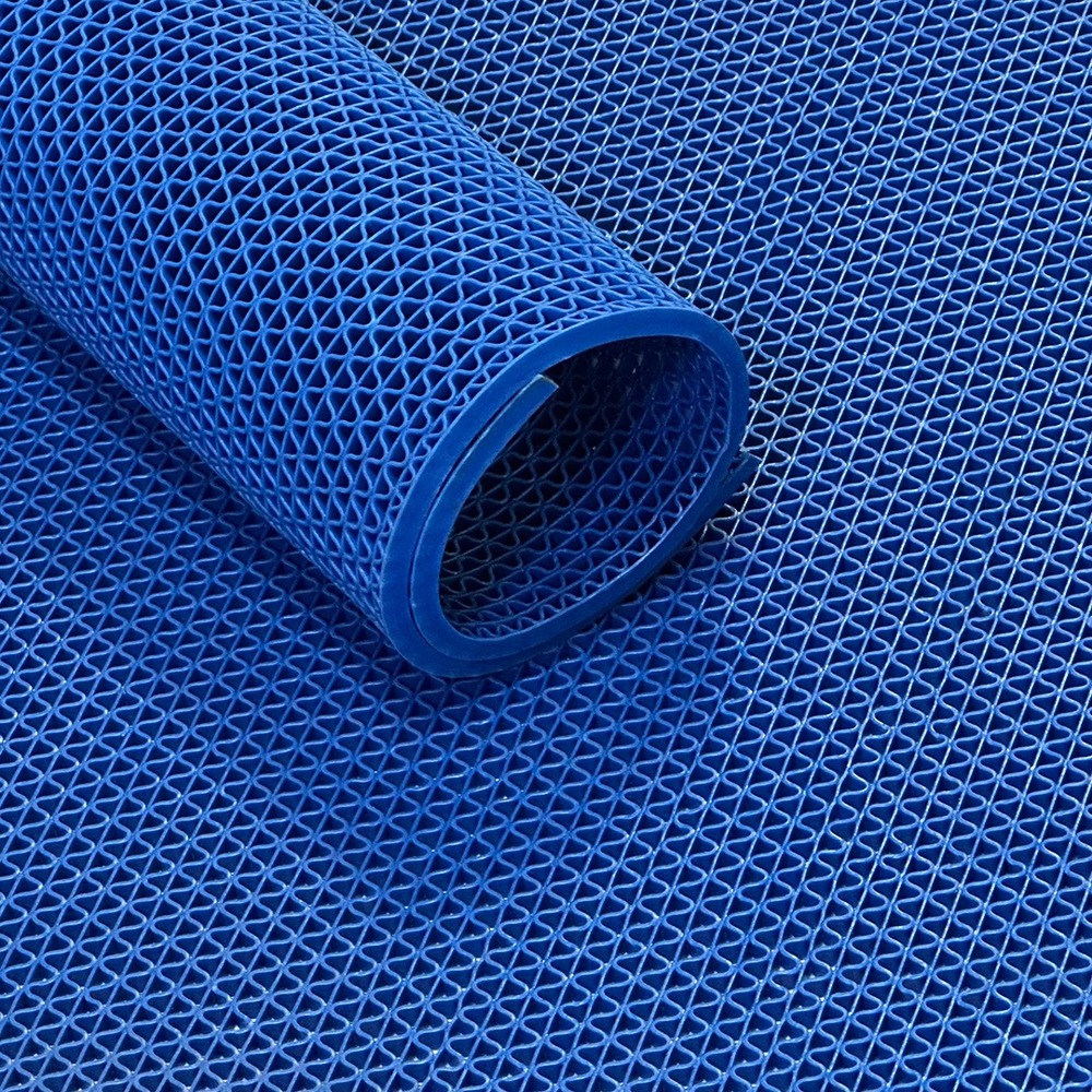 Tapis quadrillé ultra grip avec structure en s - largeur 90 cm - par mètre linéaire - bleu