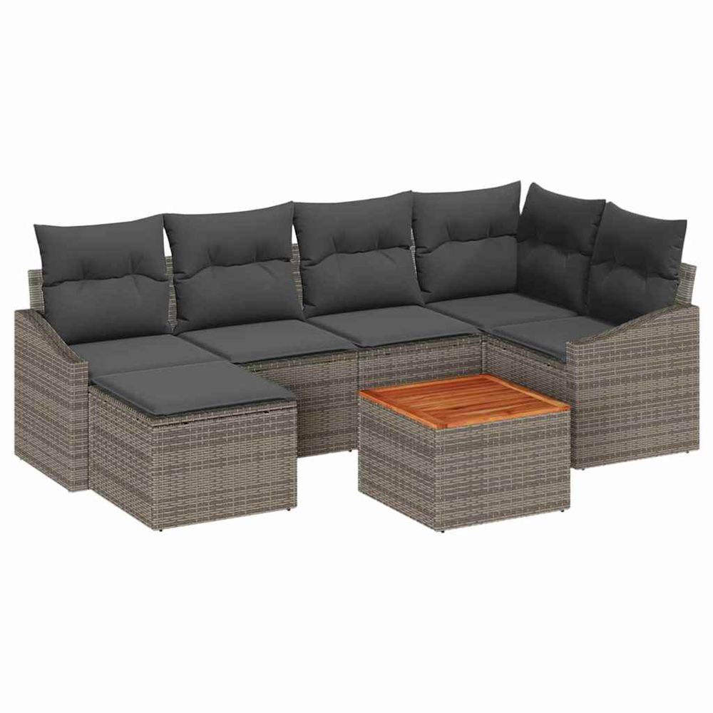 Ensemble de canapé de jardin 7 pc gris polyrotin