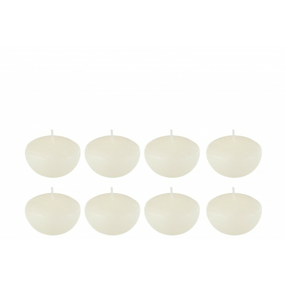 Set de 8 bougies flottantes 4h en parafinne blanc 6x6x4 cm