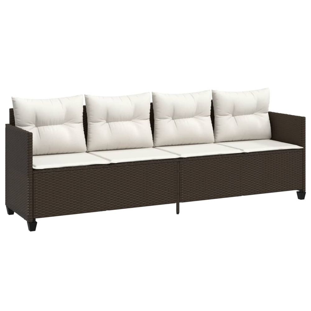 Chaise longue avec coussins marron résine tressée bain de soleil