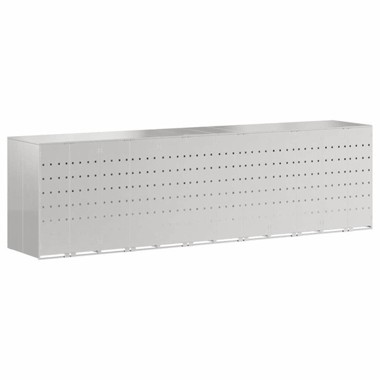 Rangement de poubelle à roulettes pour 3 poubelles argent