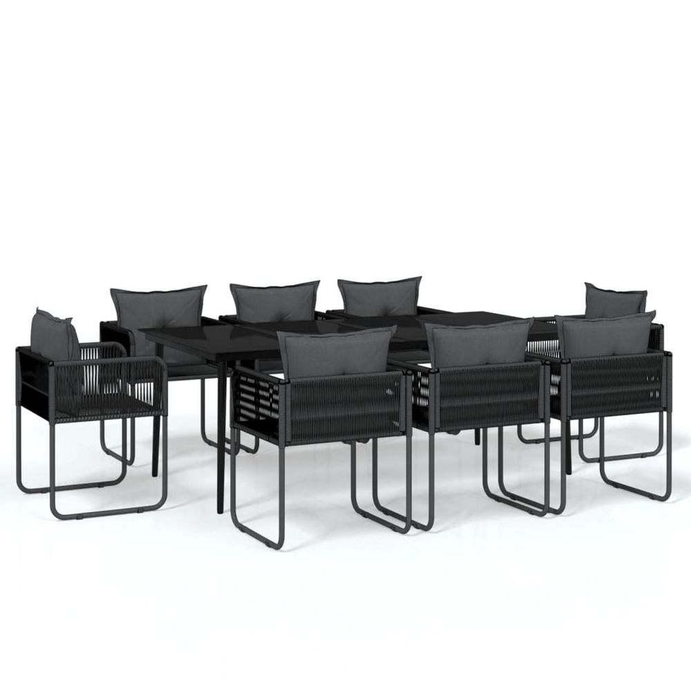 Ensemble à manger de jardin 9 pcs noir