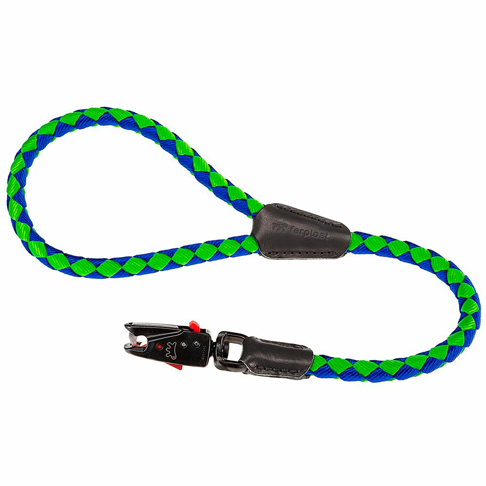 Laisse courte pour chiens en nylon tressé twist matic gm12/60, avec mousqueton magnétique automatique