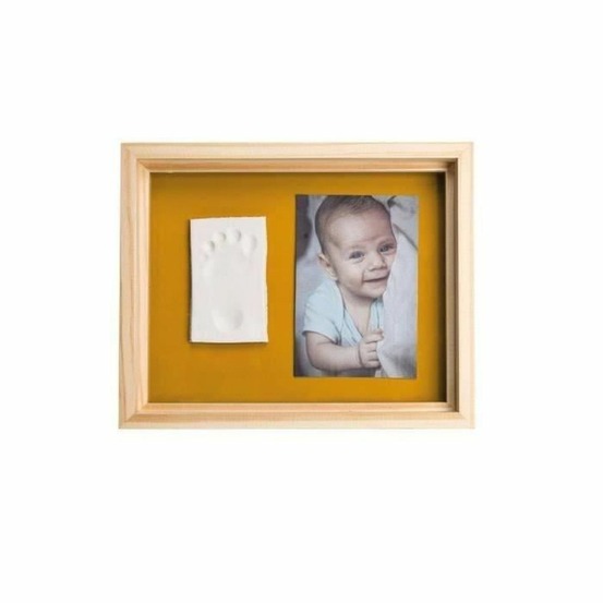 Kit cadre avec pâte à modèler et cadre pin naturel baby art pure frame - vert-orange