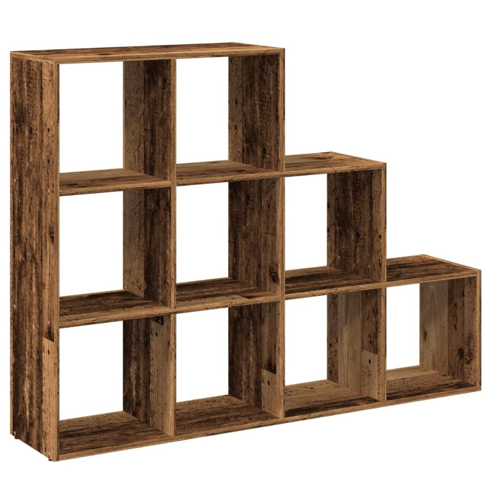 Étagère séparatrice de pièce à 3 niveaux vieux bois