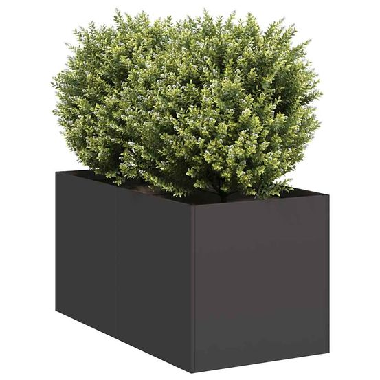 Jardinière rectangulaire compacte en acier laminé solide pour bordure et délimitation espace noir 40x80x40cm