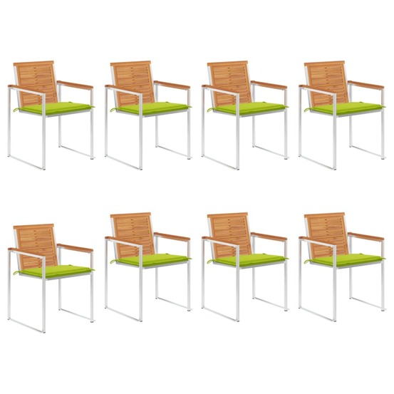 Chaises de jardin lot de 8 avec coussins bois d'acacia solide