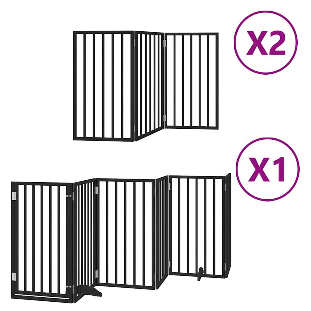 Barrière pour chien porte pliable 12panneaux noir bois peuplier