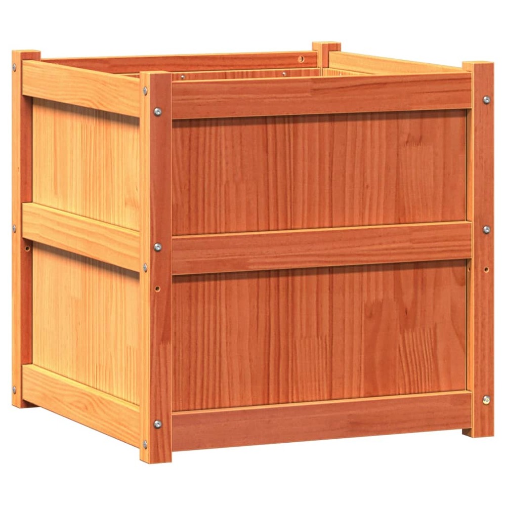 Jardinière cire marron 60x60x60 cm bois de pin massif