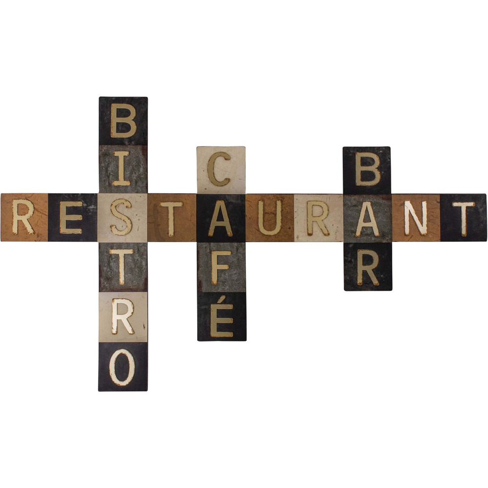 Décoration murale en fer lettres restaurant - café - bistro - bar 100 x 60 cm