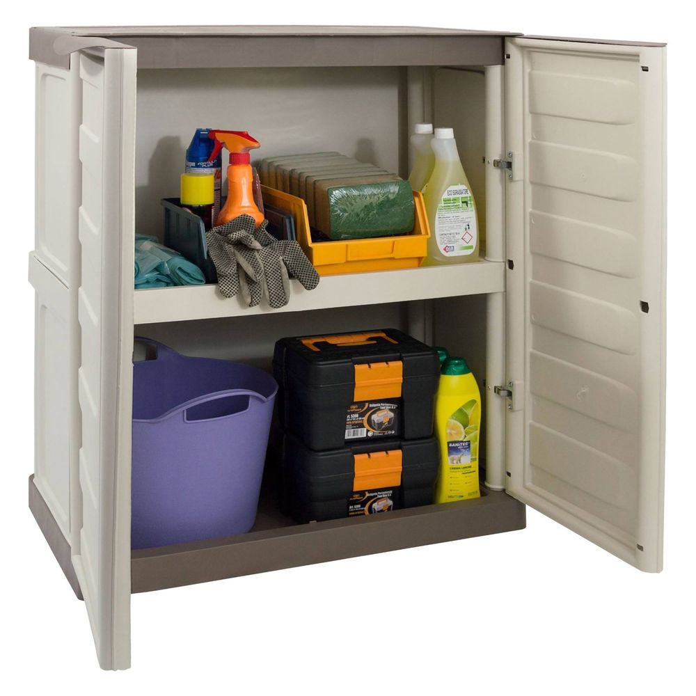 Armoire d'extérieur acira, une étagère 70x39x86h cm beige