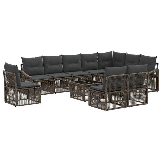 Ensemble de canapé de jardin 11 pcs gris polyrotin