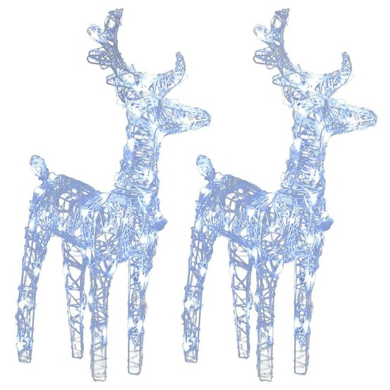 Rennes de noël 2 pcs 80 led blanc froid acrylique