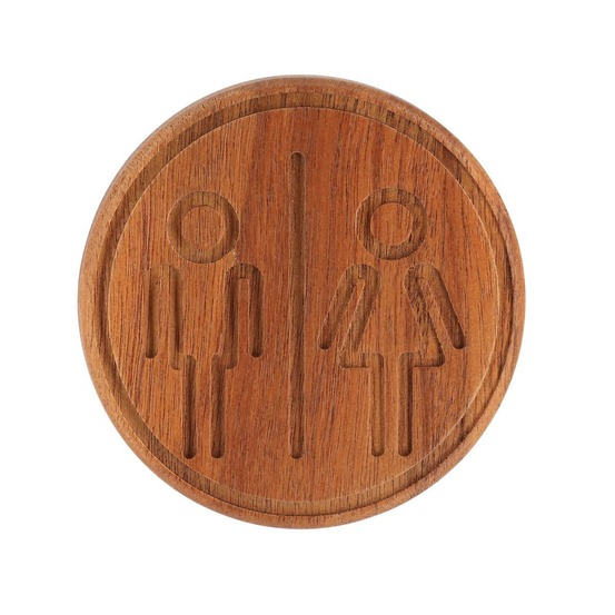 Plaque de porte wc en acacia grave modele homme/femme sur sticker - acacia