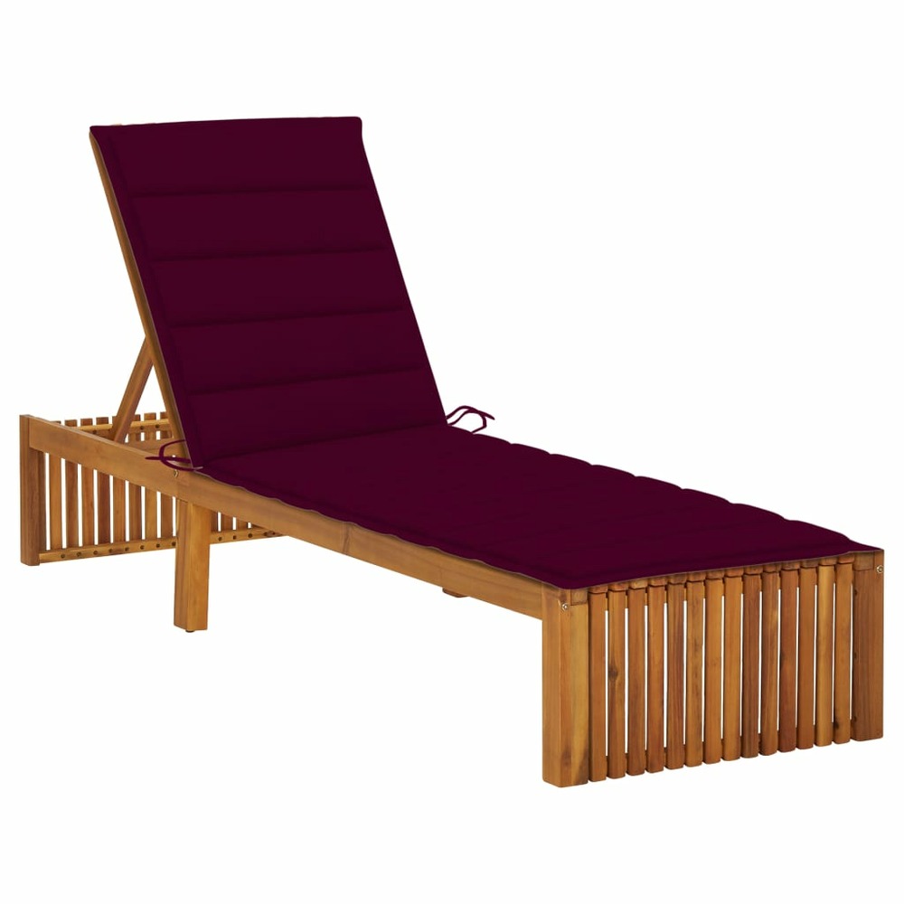 Chaise longue avec coussin bois d'acacia solide