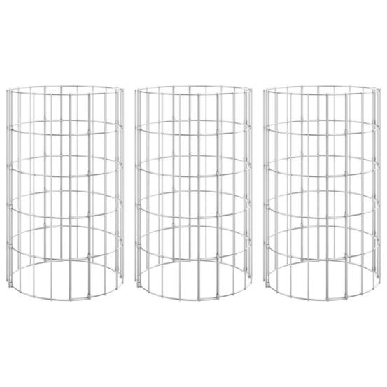 Lit surélevé à gabion circulaire 3 pcs acier galvanisé ø30x50cm