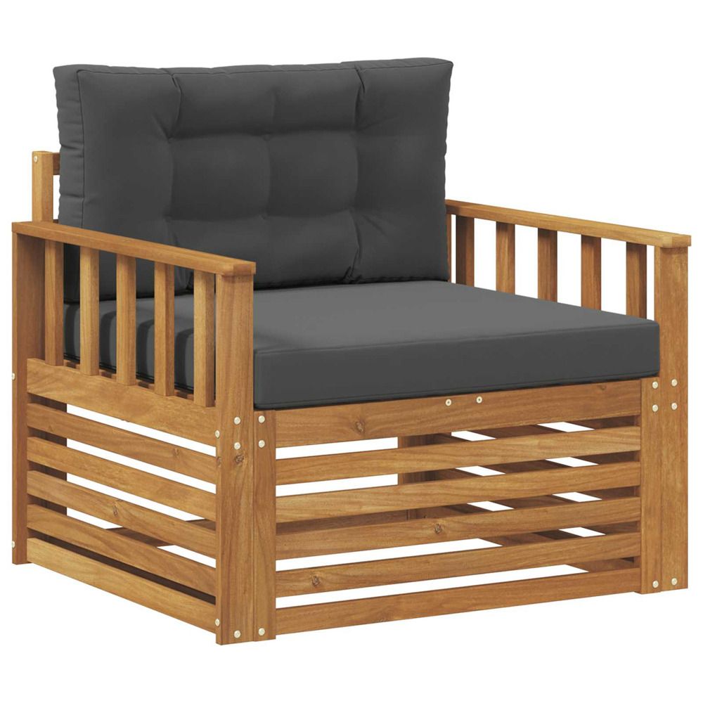 Canapé d’extérieur bois d'acacia massif et polyester