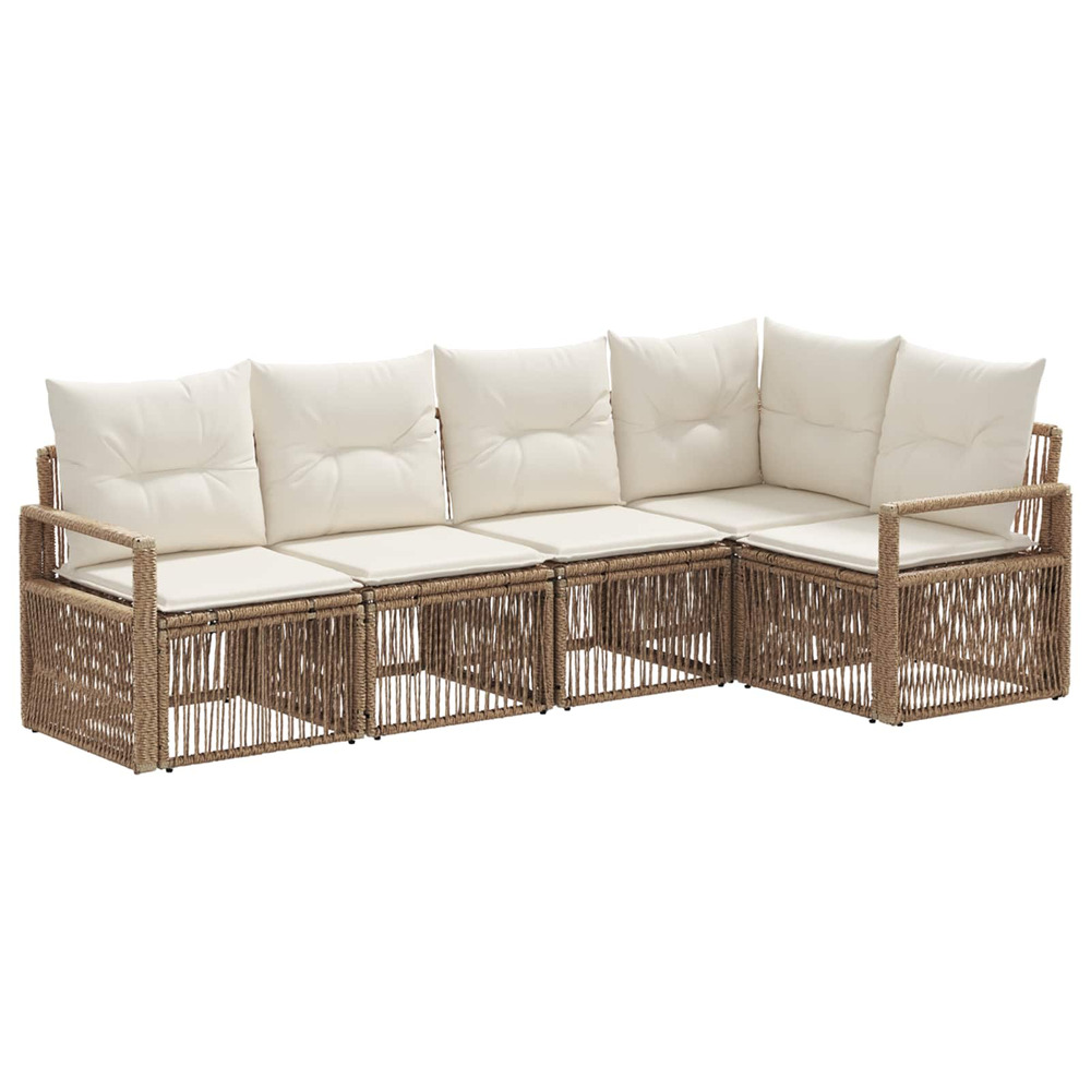Ensemble de canapé de jardin 5 pcs beige polyrotin