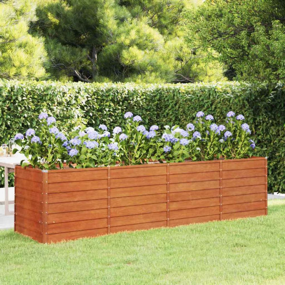 Très grand potager surélevé acier corten hauteur 77cm 320x80x77cm