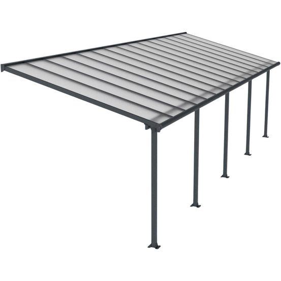 Pergola à adosser en aluminium gris et polycarbonate olympia 3 x 9.2 m