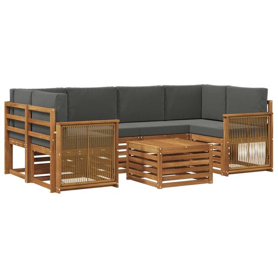 Ensemble de canapés d'extérieur 7 pc naturel et anthracite