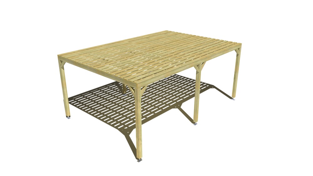 Pergola bois • 6m x 4m • indépendante • sens profondeur • platelage bois • livraison comprise