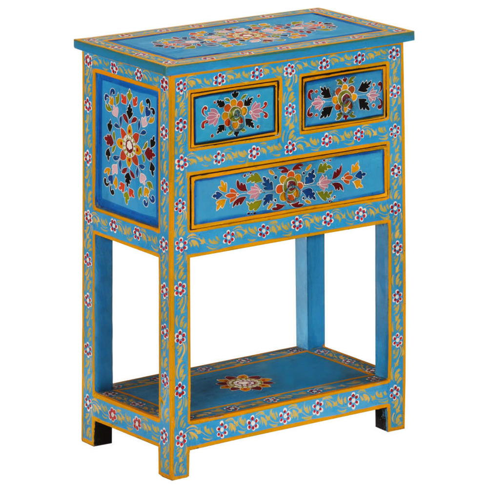 Buffet bahut commode armoire meuble de rangement organisateur cuisine salle de séjour salon turquoise 55 x 30 x 76 cm bois ma