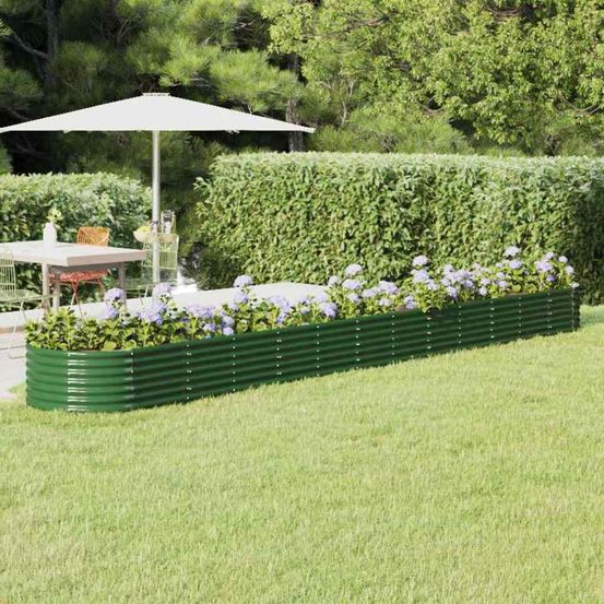 Carré potager ovale en acier galvanisé pour jardin vert 512x80x36 cm