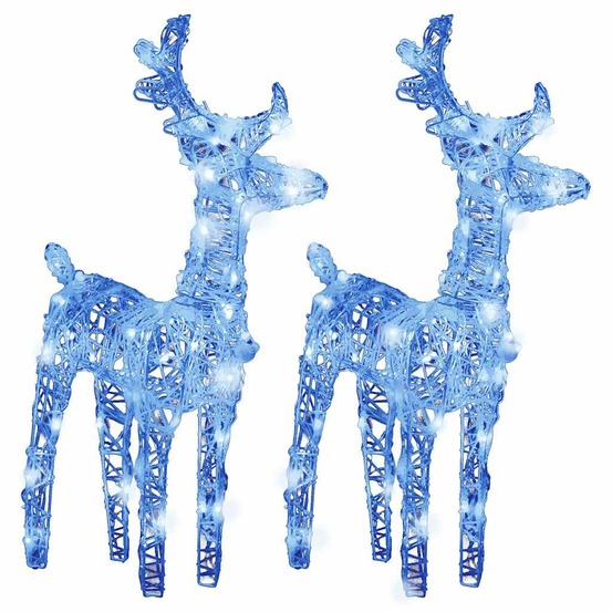 Rennes de noël 2 pcs 80 led bleu acrylique