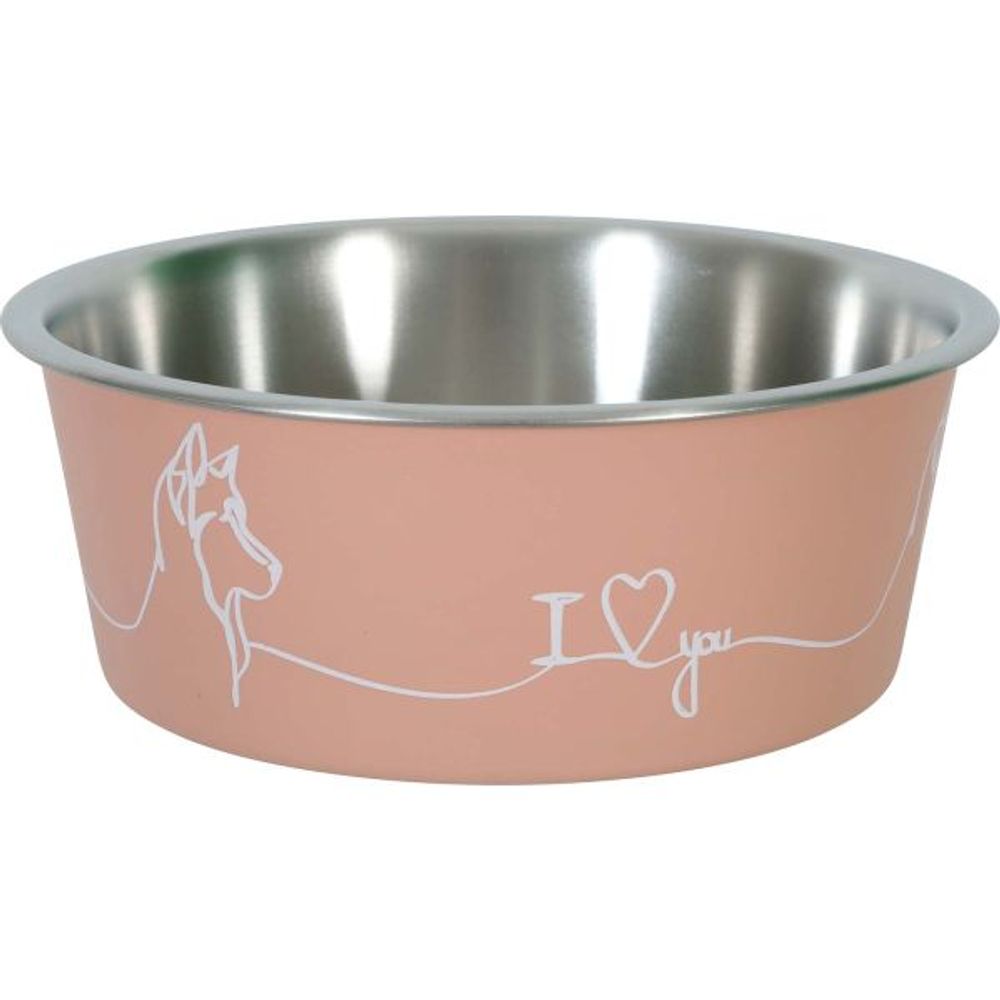 Ecuelle antidérapante rose pour chiens love dog 750 ml