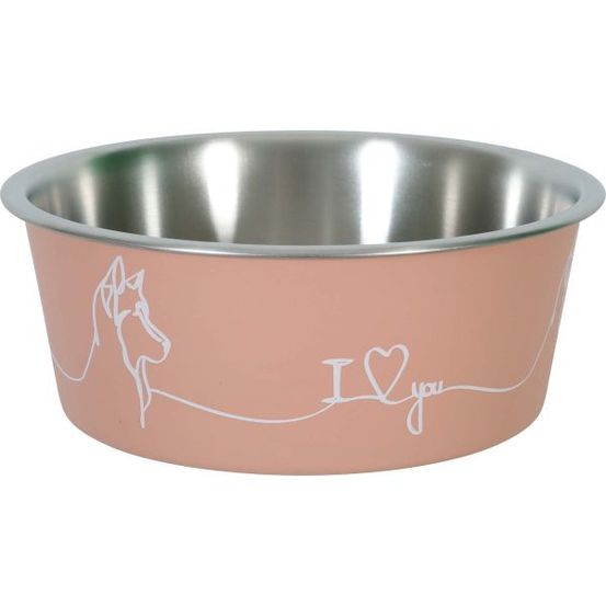 Ecuelle antidérapante rose pour chiens love dog 750 ml