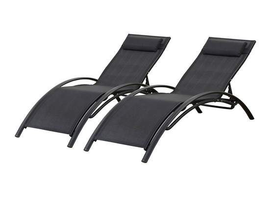 Lot de 2 bains de soleil en aluminium beauty