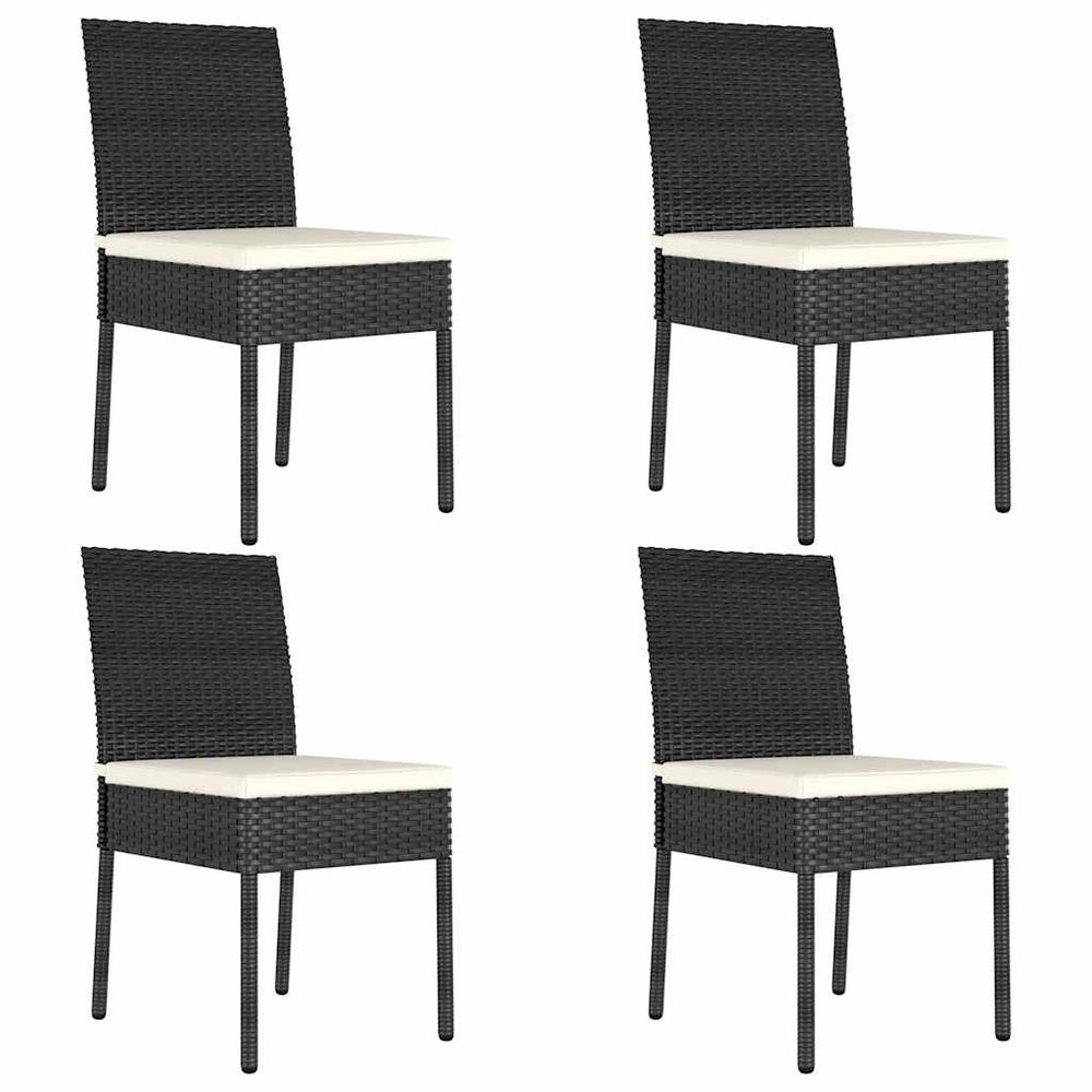 Chaises à manger de jardin lot de 4 résine tressée noir