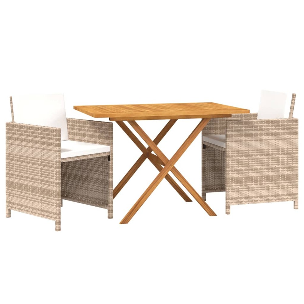 Ensemble de salle à manger de jardin meuble extérieur 3 pièces avec coussins beige