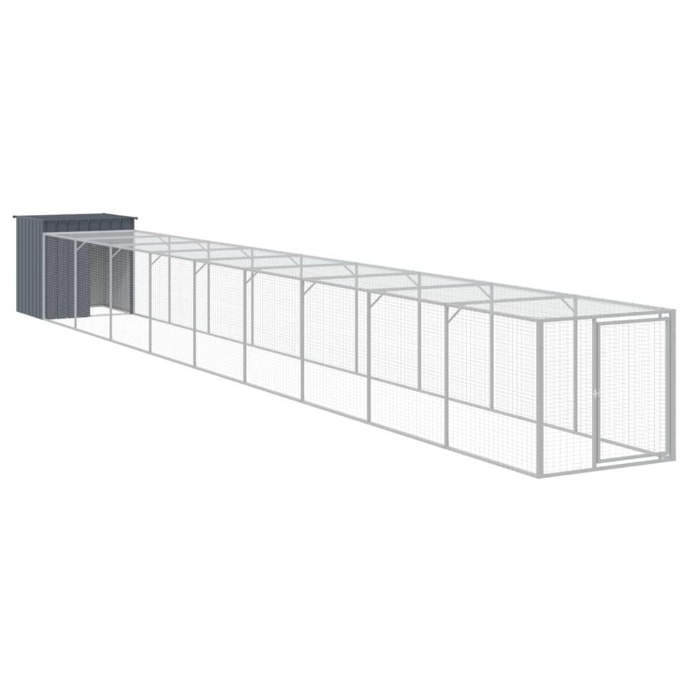 Poulailler avec cour anthracite 110x1017x110 cm acier galvanisé