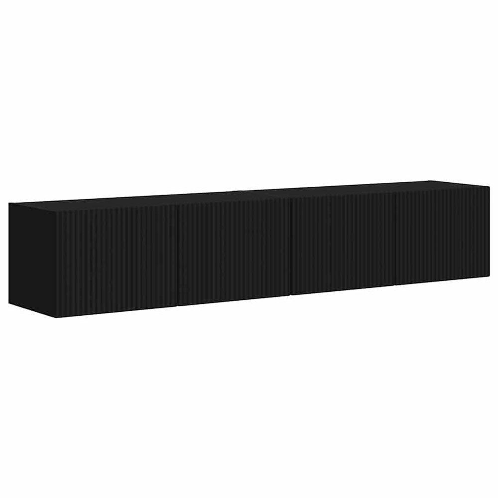 Meuble tv mural 2 pc noir bois d'ingénierie