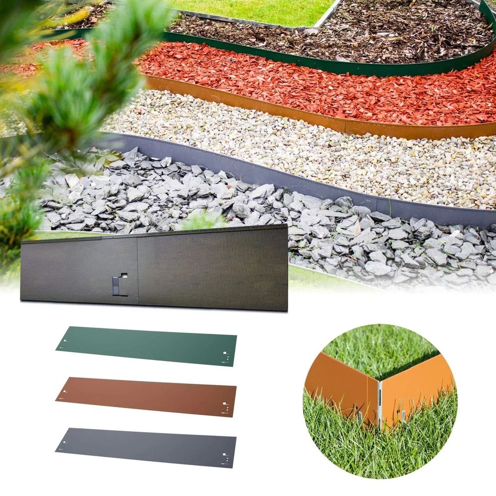 Bordure de jardin en métal 13,5 cm x 120 cm | bordure jardin | bordures de jardin, couleur: brun