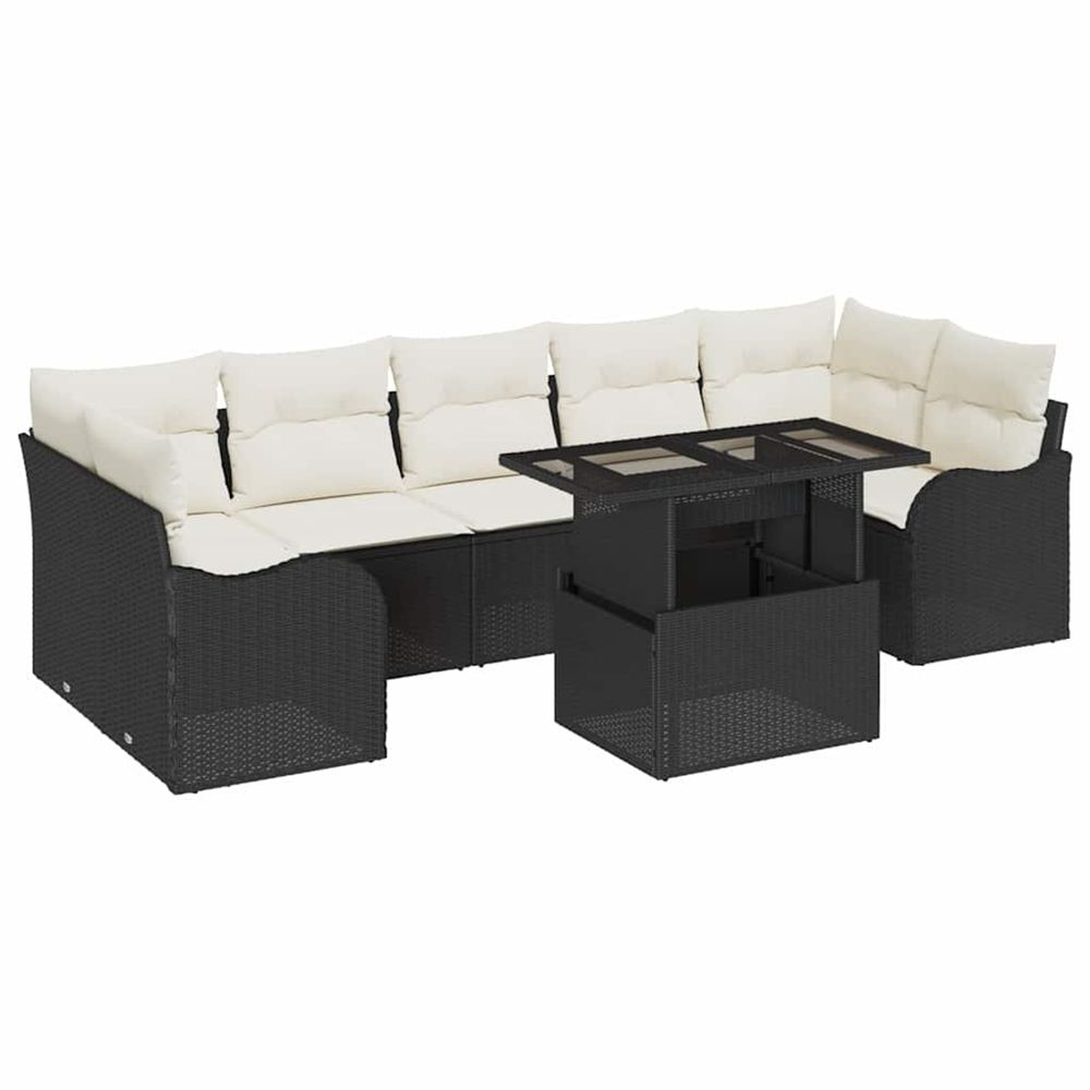Ensemble de canapé de jardin 8 pc 7-nombre de places noir