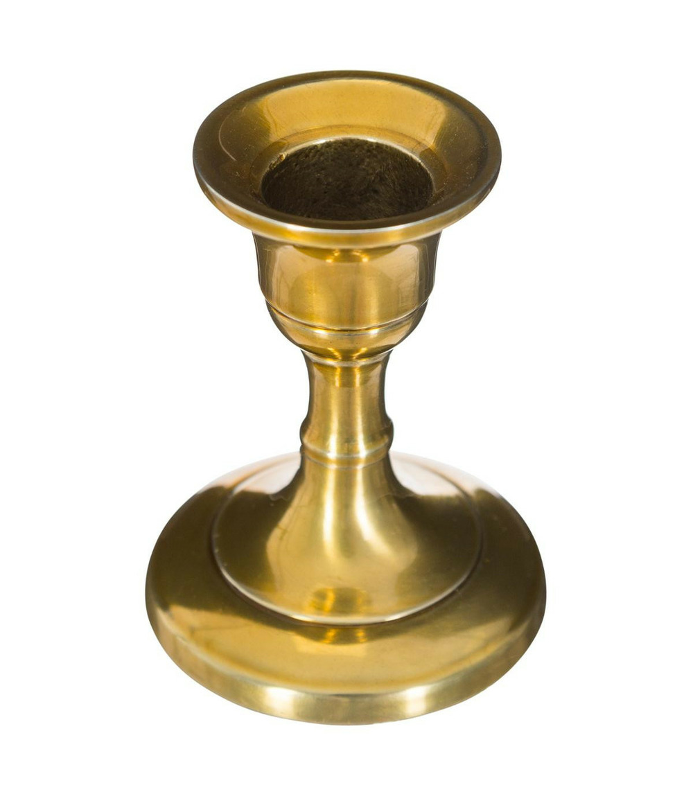Bougeoir chandelier en métal doré h 7,5 cm