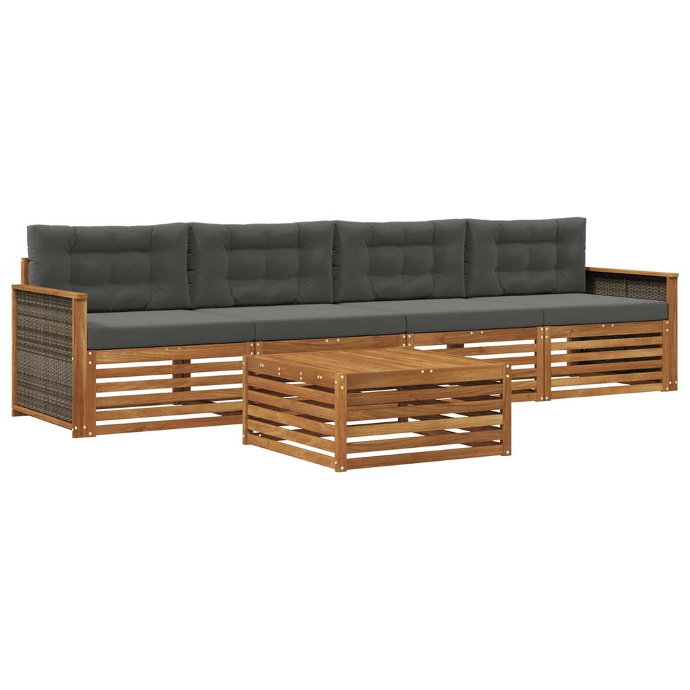 Ensemble de canapés d'extérieur 5 pc naturel et anthracite