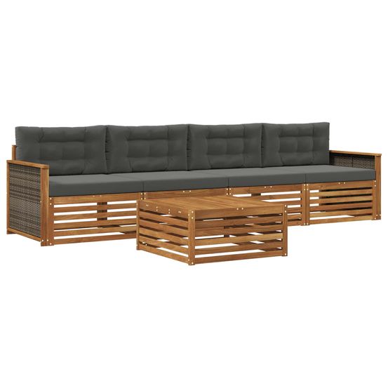 Ensemble de canapés d'extérieur 5 pc naturel et anthracite