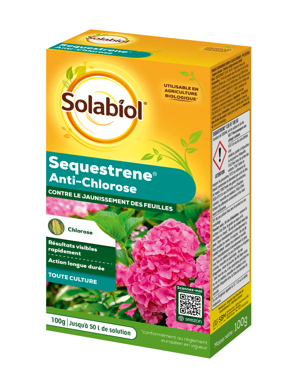 Soseq01 - sequestrene antichlorose 100g - action longue durée - fabriqué en france - utilisable en agriculture biologique